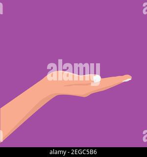 Weibliche oder weibliche Hand geöffnet und Seitenansicht. Flache und durchgehende Vektorgrafik. Stock Vektor
