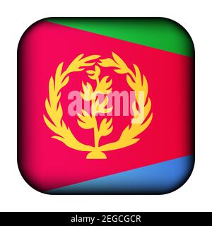 Glaskugel mit Flagge von Eritrea. Quadratische Vorlage. Eritreischen nationalen Symbol. Glänzender realistischer Würfel, 3D abstrakte Vektorgrafik Stock Vektor