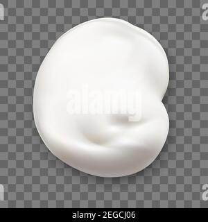 Cremefarbener Texturstrich. Milch weiß kosmetische Lotion Tropfen isoliert auf dem Hintergrund. Gesichtsschminke Produkt wirbeln. Feuchtigkeitscreme Farbfleckelement. Rasur f Stock Vektor