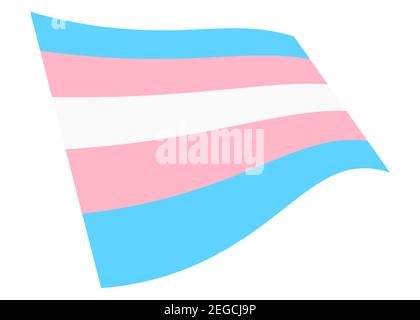 Transgender wehende Flag-Grafik isoliert auf weiß mit Beschneidungspfad 3D Abbildung Stockfoto