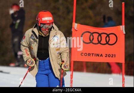 Cortina (BL, Italien. Februar 2021, 18th. Cortina (BL), Italien, Olympia delle Tofane, 18. Februar 2021, INE SKI-WELTMEISTERSCHAFTEN, Riesenslalom der Frauen Cortina D'Ampezzo, Venetien, Italien 2021-02-18 - Donnerstag während 2021 FIS Alpine Ski-Weltmeisterschaften - Riesenslalom - Damen - alpines Skirennen Credit: Sergio Bisi/LPS/ZUMA Wire/Alamy Live News Stockfoto