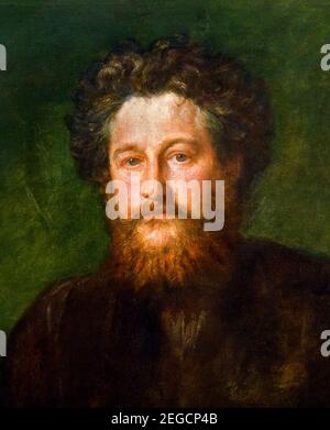 William Morris (1834-1896), eine englische Textildesignerin, Dichter, Schriftsteller, Übersetzer und sozialistischer Aktivist. Porträt von George Frederic Watts, Öl auf Leinwand, 1870. Stockfoto