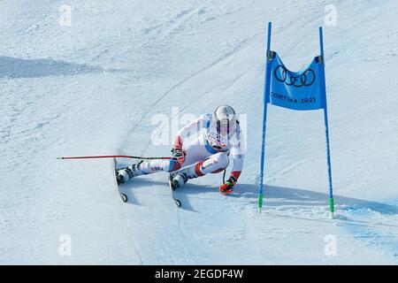 Olympia delle Tofane, Cortina (BL), Italien, 18. Februar 2021, Wendy Holdener (SUI) beendete das Rennen in 8th Position während 2021 FIS Alpine Ski Weltmeisterschaften - Riesenslalom - Damen, alpines Skirennen - Foto Francesco Scaccianoce / LM Credit: LiveMedia/Alamy Live News Stockfoto