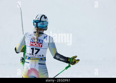 Olympia delle Tofane, Cortina (BL), Italien, 18. Februar 2021, Ragnhild Mowinckel (NOR) beendete das Rennen in 9th Position während 2021 FIS Alpine World SKI Championships - Riesenslalom - Damen, alpines Skirennen - Foto Francesco Scaccianoce / LM Credit: LiveMedia/Alamy Live News Stockfoto