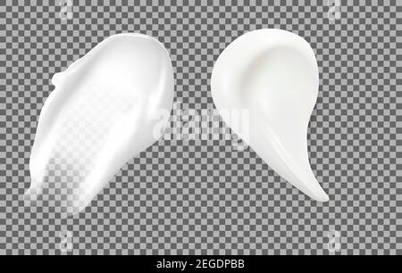 Kosmetische Creme Abstrich. Texturstrich. Realistischer Schaum, Lotion Feuchtigkeitscreme Splash Watch. Vector Mockup von Seife, Rasierschaum oder Sonnencreme Balsam blob e Stock Vektor