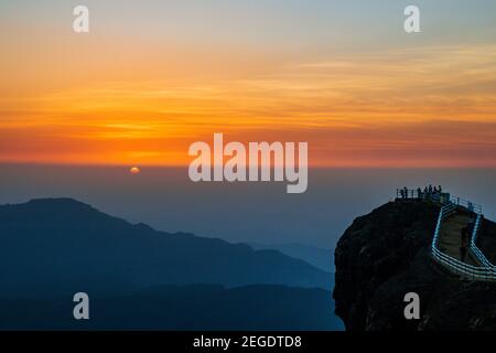 Sonnenuntergang in Mahabaleshwar am Sunset Point Stockfoto