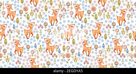Woodland Vektor Kindergarten Aquarell nahtlose Muster, tolles Design für Stoff, Tapete, Baby-Dusche, Geburtstagsfeier. Stock Vektor