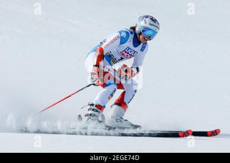 Cortina (BL, Italien. Februar 2021, 18th. Cortina (BL), Italien, Olympia delle Tofane, 18. Februar 2021, Michelle Gisin (SUI) beendete das Rennen auf dem 11th. Rang während der 2021 FIS Alpinen Ski-Weltmeisterschaften - Riesenslalom - Damen - alpines Skirennen Credit: Francesco Scaccianoce/LPS/ZUMA Wire/Alamy Live News Stockfoto