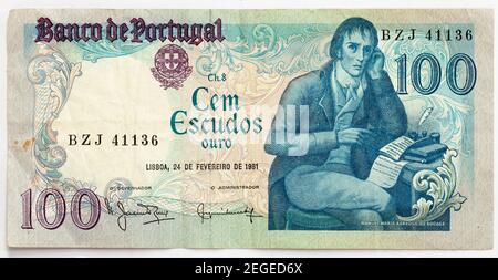 Alte Portugiesische Banknote - 100 Escudos Stockfoto