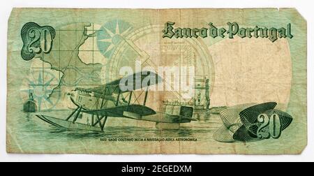 Alte Portugiesische Banknote Stockfoto