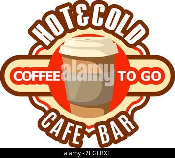 Kaffeetassen-Symbol für Fast-Food-Getränke Café-Bar zum Mitnehmen oder zum Mitnehmen. Vektor isoliert Symbol von heißem Espresso, Schokolade oder Americano und Cappuccino Stock Vektor
