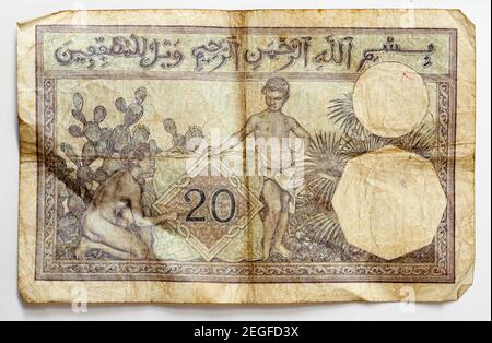 Banque de L'Algerie 20 Franc Note Stockfoto