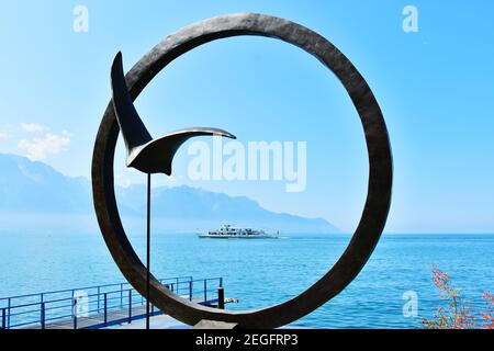 Montreux, Schweiz- 24. August 2019. Skulptur am Genfer See von Leman, Montreux Riviera, Schweiz. Stockfoto