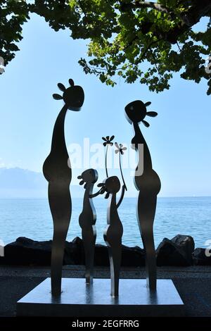 Montreux, Schweiz- 24. August 2019. Skulptur am Genfer See von Leman, Montreux Riviera, Schweiz. Stockfoto