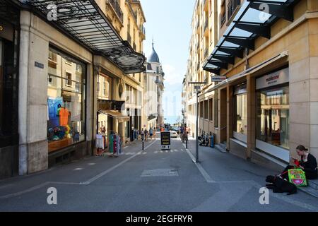 Montreux, Schweiz- 24. August 2019. Montreux Blick auf das Stadtzentrum, Schweiz. Stockfoto