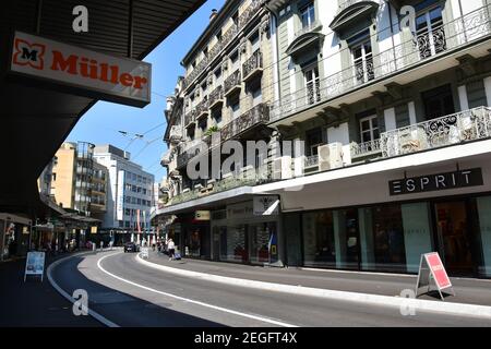 Montreux, Schweiz- 24. August 2019. Montreux Blick auf das Stadtzentrum, Schweiz. Stockfoto