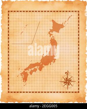 Alte Vintage Japan Karte Vektor Illustration Stock Vektor
