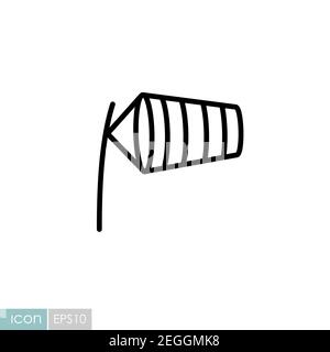 Windsocken durch Wind aufgeblasen auf dem Flughafen Landebahn Vektor-Symbol. Meteorologie Zeichen. Graph Symbol für Reisen, Tourismus und Wetter-Website und Apps, UI Stock Vektor
