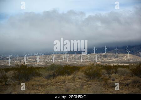 Allgemeine Gesamtansicht des Windparks Tehachapi Pass in Mojave, Calif, Montag, 15. Februar 2021. (Dylan Stewart/Image of Sport) Stockfoto