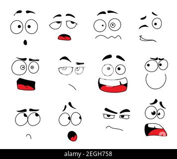 Smile Emoticons und Emoji Faces Icon Set für Chat oder Social Web Anwendung. Vektor-Linie Design isoliert Satz von Smiles emoji Comic-Ausdrücke zu gewinnen Stock Vektor