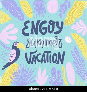 Schriftzug über den Sommer - Genießen Sie Sommerurlaub Stock Vektor