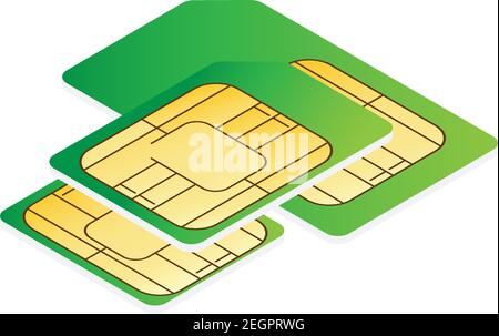 sim-Karte Chip-Karte isoliert auf weißem Hintergrund. vektor-Abbildung Stock Vektor