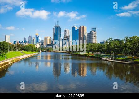 Skyline des Geschäftsviertels (CBD) von Melbourne, Australien Stockfoto