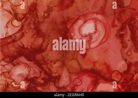 Marmor rote Stein Textur. Alkohol Tinte orientalische Technik. Abstrakter Vektorhintergrund. Moderne Fließfarbe in natürlichen Farben. Designvorlage für Banner, Stock Vektor