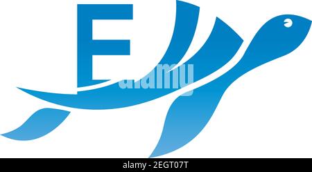 Meeresschildkröte Symbol mit Buchstabe E Logo Design Illustration Vorlage Stock Vektor