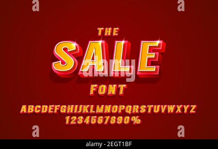 Verkauf Schriftsatz Sammlung, Buchstaben und Zahlen Symbol. Vektorgrafik Stock Vektor