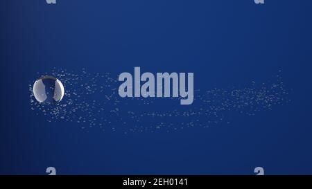 3D CGI-Illustration einer Glaskugel mit Trails gemacht Von vielen Wasserblasen Stockfoto