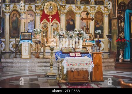 Orthodoxe Kirche im Inneren. Das Innere der Kirche. Stockfoto