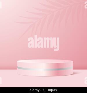 Produkt Podium in rosa Pastell Hintergrund. Abstrakte minimale Szene zu Präsentation oder Show-Kosmetik. Vector realistische Plattform. 3D Rendern Stock Vektor