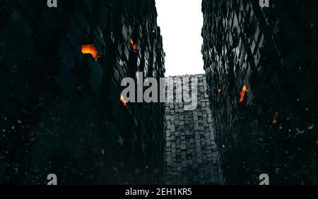 3D Rendering von futuristischer Struktur, Wände Stockfoto