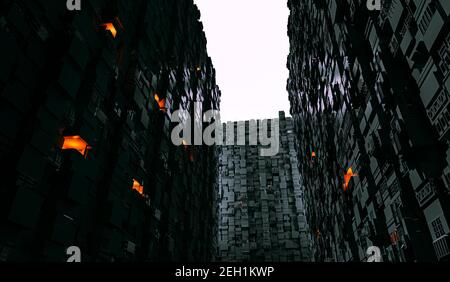 3D Rendering von futuristischer Struktur, Wände Stockfoto