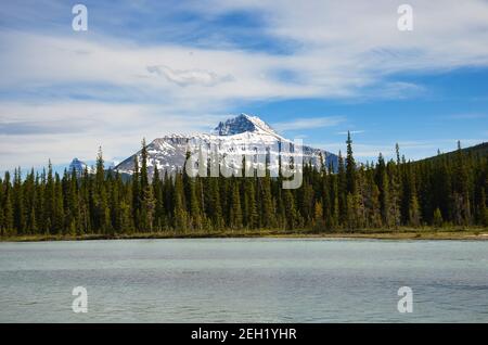 Wunderschöne Landschaft mit Bergen und Flüssen im Jasper National Park Canada. Icefield parkway. Rocky Mountains Stockfoto