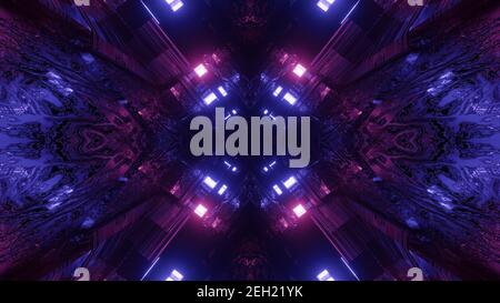 Glänzende neon geometrische Muster 3D Abbildung Stockfoto