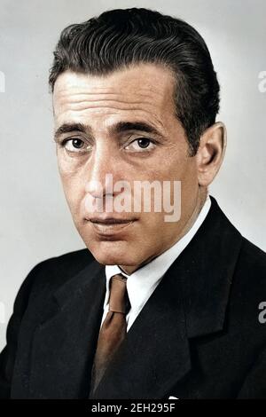 Humphrey Bogart, schwarz-weiß Foto / Portrait eingefärbt. Stockfoto