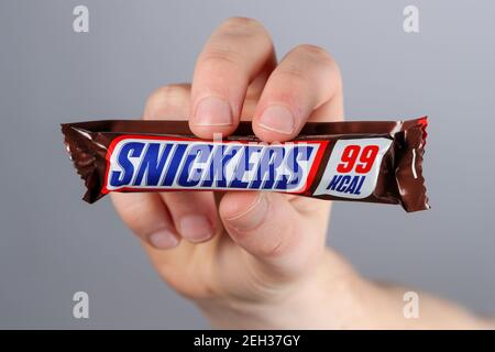 Kleine kalorienarme Mars und Snickers Schokolade Bars, die sind Unter 100 Kalorien Stockfoto