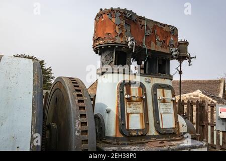 Bellis & Morcom Ltd patentierte selbstschmierende Dampfmaschine NR. 2315 mit Tramway Generator im Crich Tramway Museum, Matlock, Derbyshire.England Stockfoto