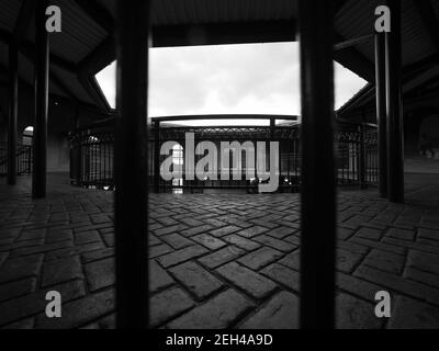 Monochromatische Aufnahme in Whaler's Wharf, Provincetown. Stockfoto