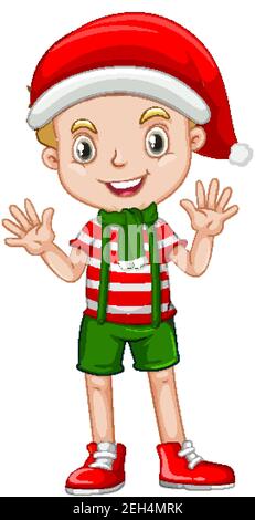 Niedlichen Jungen tragen Weihnachtskostüme Cartoon Figur Illustration Stock Vektor