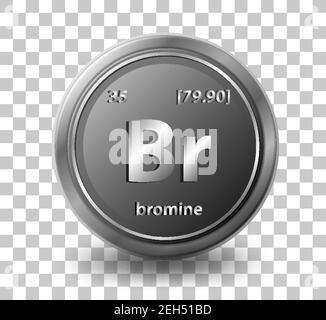 Brom chemisches Element. Chemisches Symbol mit Ordnungszahl und atomarer Masse. Abbildung Stock Vektor