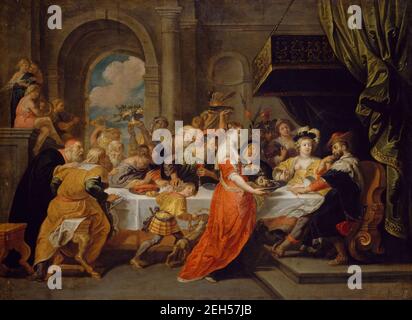 Das Fest des Herodes, 1640-1690. Salome stellt das Haupt des hl. Johannes des Täufers vor. Stockfoto