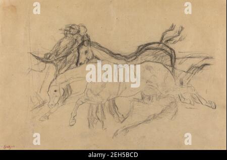 Rennpferde (Studie für "Szene aus der Steeplechase: Der gefallene Jockey"), c. 1881. Stockfoto