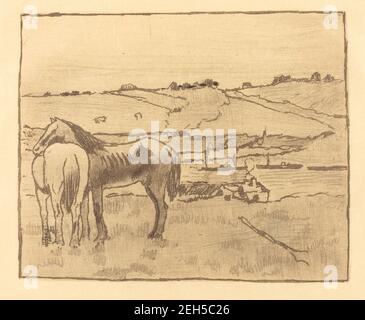 Horses in the Meadow (Chevaux dans la Prairie), 1891/1892. Stockfoto