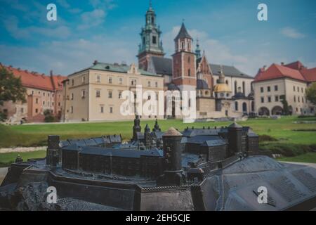 Modell des Königlichen Schlosses am Wawel HIL in Krakau, Polen Stockfoto