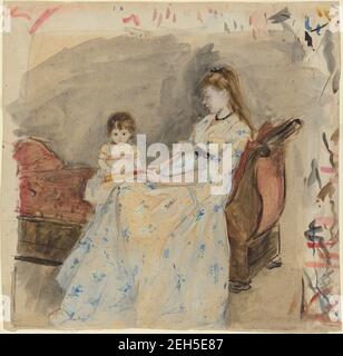 Die Schwester des Künstlers, Edma, mit ihrer Tochter Jeanne, 1872. Stockfoto