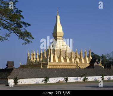 AsiaLLaos, Vientiane,der große heilige buddhistische Stupa Pha That Luang Stockfoto