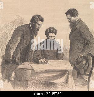 Planung der Eroberung von Booth und Harold, 1865. [Lieutenant Baker, Colonel Baker, Colonel Conger]. Stockfoto